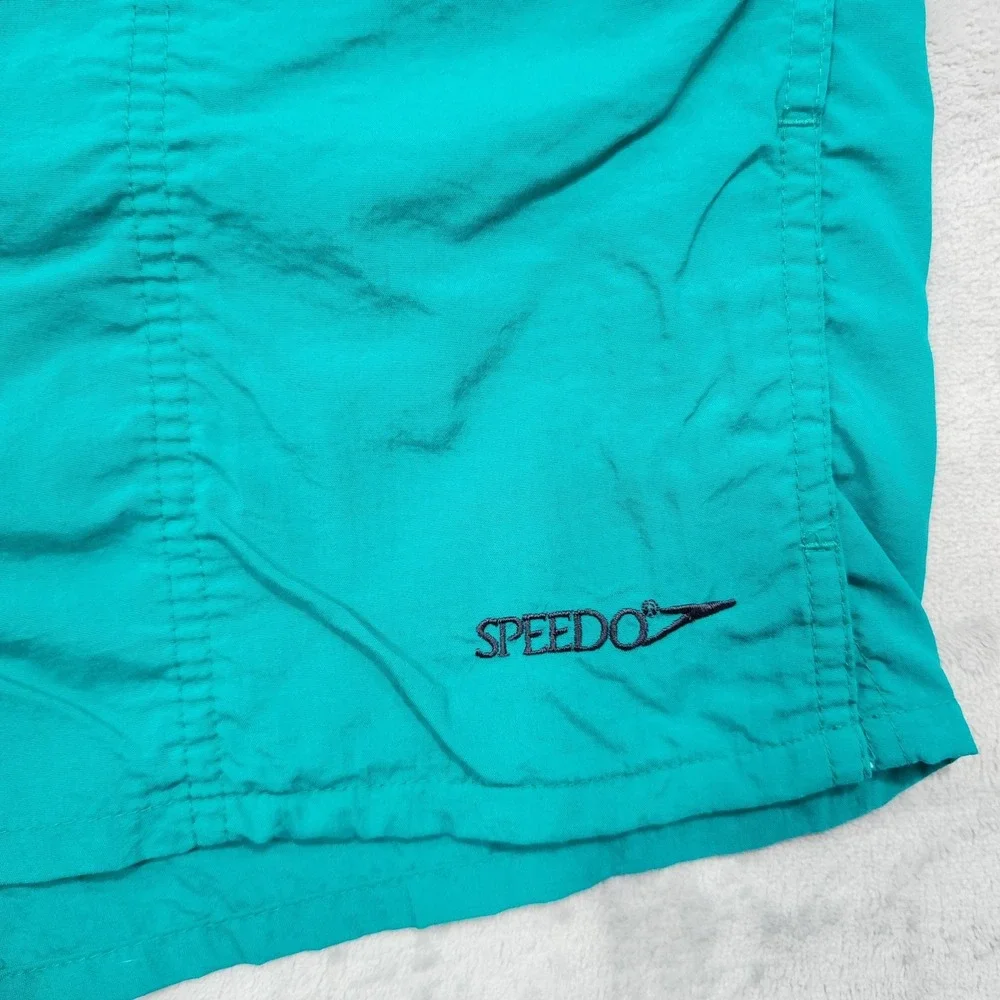 Vintage Speedo Swim Shorts Mens 2X Green Solid Lined Quick Dry Beach Summer 80s